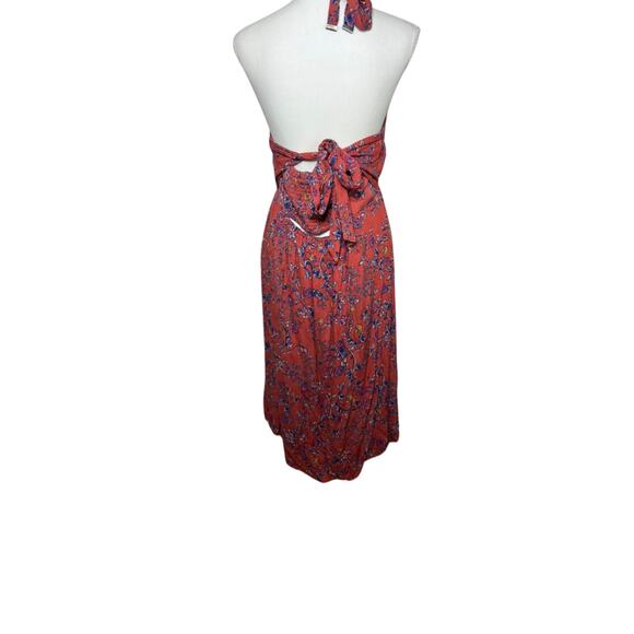 Jessica Simpson Maternity Orange w/Florals Maxi Halter Summer Dress Size M - Picture 5 of 10